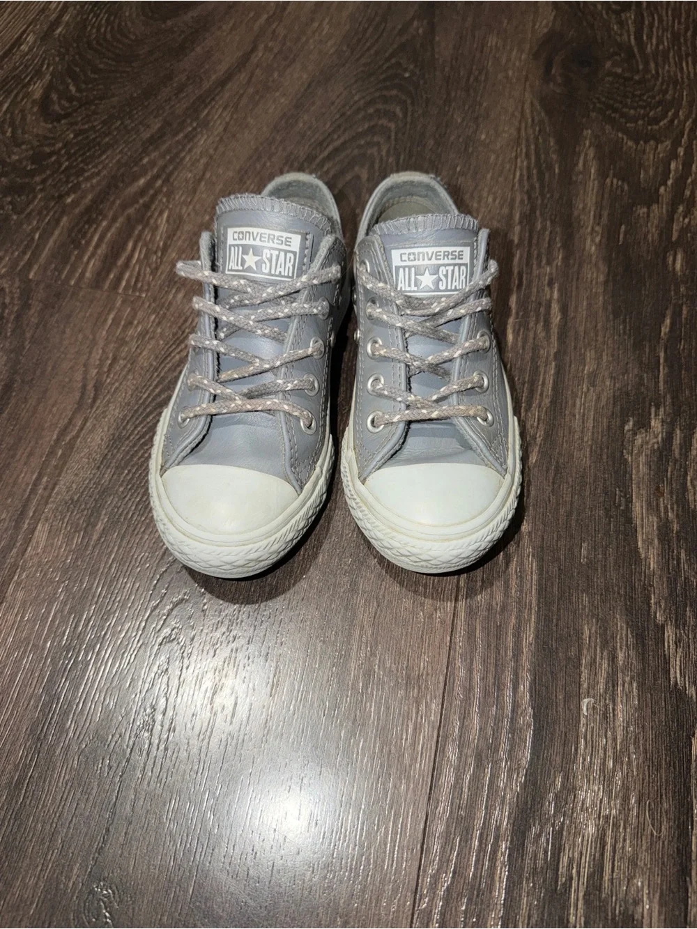 Converse Chuck Taylor All Star Gray Leather Low Top Sneakers Kids Size 11